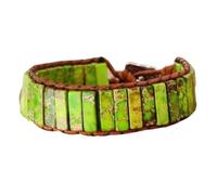 YIXANNX Pulseras bohemias Para Chakra ajustable Estilo vintage Cadena de mano Tubo de piedra cuero Amante Mejor amigo Regalos Brazalete, Verde