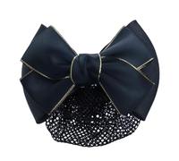 YIXANNX Red para redecilla, placa para el cabello, bolsillo de malla, fácil de usar, Clip para el cabello con lazo, redecillas, tela, placa para profesional, bolsillo malla, Borde dorado - negro