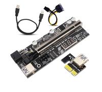 YIXANNX Tarjeta adaptadora PCI-E, convertidor de 1x a 16x, Pantalla Digital de Temperatura, Puerto alimentación 6 Pines, Extensor PCI- con Cable USB 3,0