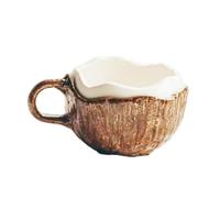 YIXANNX Taza de café de coco única, taza café cerámica con asa, para adultos y niños, ideal para disfrutar del té, el capuchino y el jugo. Cerámica con asa coco.