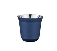 YIXANNX Tazas de café de acero inoxidable Botella doble pared aislada 80ML Taza aislamiento boca anillo agua té pequeña capacidad, Azul oscuro