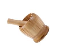 YIXANNX Tazón de molienda de prensa con mortero, molinillo ajo bambú, herramienta molinillo especias, condimento cocina, molinero, restaurante en casa