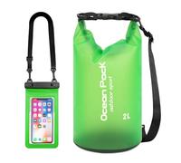 Yixinhe Bolsa impermeable impermeable de 2 L, 5 L, 10 L, saco con correa larga ajustable para el hombro incluida, Green, 2 L, Resistente al agua