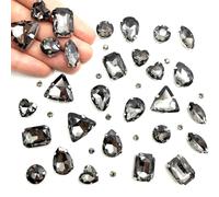 Yixinly 236 Pcs Diamantes de Imitación, Pedreria para Vestidos, Cristal de Decoración de Diamantes de Imitación de Cristal Cosido de Forma Mixta para Joyería Artesanía Ropa (Gris)