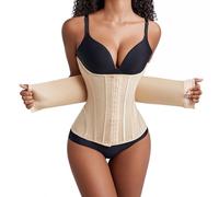 Yixinly Fajas Reductoras Mujer Waist Trainer Cintura Faja Corset Moldeador Cintura con Varillas de Soporte, Transpirable y Ajuste Invisible, Ideal para Deporte, Trabajo y Postparto Beige (S)