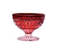 yixinzi-2024 Vaso para Beber Copas de Postre Vidrio Vintage con Relieve, 225 ml. Cuencos Coloridos pie for Helado, Trifle, Fruta y Ensalada(Red)