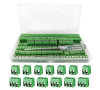 YIXISI 100 Piezas Bloque de Terminales de Tornillo, Conectores de Bloque de Terminal de Tornillo de Montaje de 2P/3P PCB de Paso de 5mm, Verde