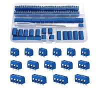 YIXISI 100 Piezas PCB Bloque de Terminales, 5mm 2Pines/3Pines/4 Pines PCB Bloque de Terminal de Tornillo de Montaje, para Arduino DIY Project (85 x 2Pines, 10 x 3Pines, 5 x 4Pines, Azul)