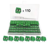 YIXISI 110 Piezas Bloque de Terminales de Tornillo, Conectores de Bloque de Terminal de Tornillo de Montaje de 2P PCB de Paso de 5mm, Verde