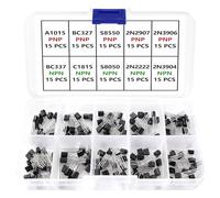 YIXISI 150 Piezas 10 Valores A1015 BC327 BC337 C1815 S8050 S8550 2N2222 2N2907 2N3904 2N3906 NPN PNP Surtido de Transistores de Potencia Assorted Kit