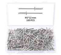 YIXISI 160 Piezas M3x12 mm Remaches Ciegos de Cabeza de Cúpula, Remaches Ciegos de Aluminio con Brida Grande, Remaches de Extremo Cerrado, para Metal Madera Plástico