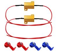 YIXISI 2 Piezas 25W 6Ohm Resistencias de Carga LED, para Luces LED de Señal de Giro, Luces LED de Matrícula, DRL, con 4 Quick Wire Clip, Condensador Decodificador Cable para Coche, Moto