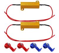 YIXISI 2 Piezas 50W 6Ohm Resistencias de Carga LED para Luces de Señal de Giro, Matrícula y DRL - Con 4 Quick Wire Clip, Condensador Decodificador Cable para Coche y Moto