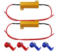 YIXISI 2 Piezas 50W 8Ohm Resistencias de Carga LED para Luces de Señal de Giro, Matrícula, DRL - Con 4 Quick Wire Clip, Condensador Decodificador Cable para Coche, Moto