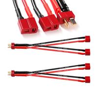 YIXISI 2 Piezas T Plug Cable de Conector de Batería Paralelo, Cable Adaptador de Conector de Batería Paralelo 1-Macho a 2-Hembra Enchufe T-Dean, con Cable de Silicona 15cm 16AWG, para RC Lipo