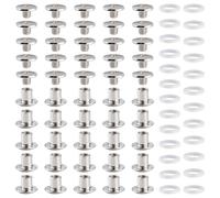YIXISI 25 Juegos M5x5mm Juego de Tornillos Chicago, Remaches Cuero, Tornillos de Encuadernación de Libros, para Decoración de Cuero, Plata