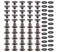 YIXISI 25 Juegos M5x5mm Juego de Tornillos Chicago, Remaches Cuero, Tornillos de Encuadernación de Libros, para Decoración de Cuero, Níquel Negro