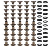 YIXISI 25 Juegos M5x5mm Juego de Tornillos Chicago, Remaches Cuero, Tornillos de Encuadernación de Libros, para Decoración de Cuero, Bronce