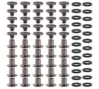 YIXISI 25 Juegos M5x6mm Juego de Tornillos Chicago, Remaches Cuero, Tornillos de Encuadernación de Libros, para Decoración de Cuero, Níquel Negro