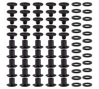 YIXISI 25 Juegos M5x6mm Juego de Tornillos Chicago, Remaches Cuero, Tornillos de Encuadernación de Libros, para Decoración de Cuero, Negro Pistola