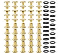YIXISI 25 Juegos M5x6mm Juego de Tornillos Chicago, Remaches Cuero, Tornillos de Encuadernación de Libros, para Decoración de Cuero, Dorado