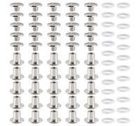YIXISI 25 Juegos M5x6mm Juego de Tornillos Chicago, Remaches Cuero, Tornillos de Encuadernación de Libros, para Decoración de Cuero, Plata