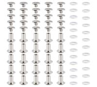 YIXISI 25 Juegos M5x8mm Juego de Tornillos Chicago, Remaches Cuero, Tornillos de Encuadernación de Libros, para Decoración de Cuero, Plata