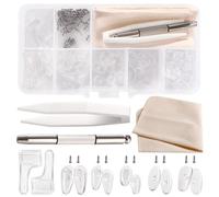 YIXISI 30 Pares Kit de Almohadillas Nasales para Gafas, Almohadillas de Nariz para Gafas Silicona, Kit de Reparación de Gafas, con Tornillos Destornillador Pinza Paño Limpieza, Numero 6
