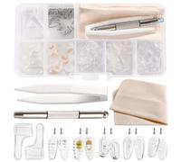 YIXISI 30 Pares Kit de Almohadillas Nasales para Gafas, Almohadillas de Nariz para Gafas Silicona, Kit de Reparación de Gafas, con Tornillos Destornillador Pinza Paño Limpieza, Numero 16