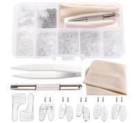 YIXISI 35 Pares Kit de Almohadillas Nasales para Gafas, Almohadillas de Nariz para Gafas Silicona, Kit de Reparación de Gafas, con Tornillos Destornillador Pinza Paño Limpieza, Numero 2