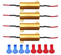 YIXISI 4 Piezas 50W 6ohm Resistencias de Carga LED, para Luces LED de Señal de Giro, Luces LED de Matrícula, DRL, con 8 Quick Wire Clip, Condensador Decodificador Cable para Coche, Moto