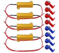 YIXISI 4 Piezas 50W 8Ohm Resistencias de Carga LED, para Luces LED de Señal de Giro, Luces LED de Matrícula, DRL, con 8 Quick Wire Clip, Condensador Decodificador Cable para Coche, Moto