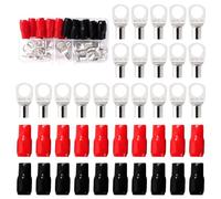 YIXISI 40 Piezas M10 SC16-10 AWG6 Terminales de Anillo Kit, Conectores de Tubular, Terminales de Cable Batería, con Manguitos de Aislamiento, para Cable Eléctrico, Plata