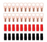 YIXISI 40 Piezas M8 SC10-8 AWG8 Terminales de Anillo Kit, Conectores de Tubular, Terminales de Cable Batería, con Manguitos de Aislamiento, para Cable Eléctrico, Dorado