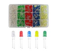 YIXISI 400 Piezas 5mm LED Diodo Emisor, Ultrabrillante Diodos Multicolor Emisores, LED Diodos Kit, Blanco/Rojo/Amarillo/Verde/Azul, 80 Piezas para Cada Color