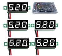 YIXISI 5 probadores de calibre CC 2.4-30 V de 0.27 pulgadas, 2 cables, mini voltímetro LED digital con protección de polaridad inversa y medidor de voltaje de medición precisa de presión (blanco)