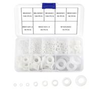 YIXISI 500 Piezas M2 M2.5 M3 M4 M5 M6 M8 M10 Kit de Surtido Arandelas Planas de Nailon, Nylon Arandela, Arandelas de Plastico para Mecánicas, Blanco