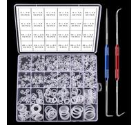 YIXISI 610 Piezas 24 Tamaños Juego de Surtido de Juntas Tóricas Blanco, Juntas de Estanqueidad de Silicona, con Doble Extremo Ganchos y Púas, para Sellado de Arandela de Fontanería