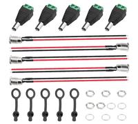 YIXISI DC Conector Kit, 5 Piezas DC-099 DC Conector Hembra Enchufe De Montaje En Panel and 5 Piezas 5.5 X 2.1mm DC Conector Enchufe, con Tapa Impermeable, para Cámara CCTV, Cable de luz de Tira LED