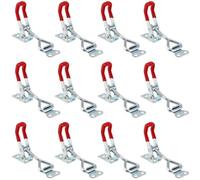 YIXNSW 12 unidades cierre de palanca ajustable GH-4001, hierro galvanizado, capacidad 100kg, para armarios puertas ventanas cajones, color plateado y rojo