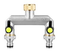 YIXNSW Distribuidor de agua de 2 vías, 3/4 pulgadas, distribuidor de agua, 12,7 x 8,5 cm, boca plateada Gardena, distribuidor para riego de jardín