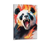 YiXong Póster artístico de panda con animales de furia en llamas, póster decorativo de lienzo para pared e impresión artística moderna para decoración de dormitorio familiar, 30 x 45 cm