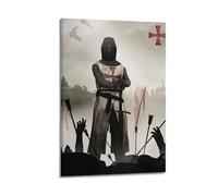 YiXong Póster cristiano con armadura de caballero y escena de batalla medieval, póster decorativo de lienzo para pared e impresión artística moderna de decoración de dormitorio familiar, pósteres de