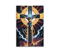 YiXong Póster cristiano dramático de Jesús en la cruz, póster decorativo de lienzo para pared e impresión artística moderna de decoración de dormitorio familiar, pósteres de 30 x 45 cm
