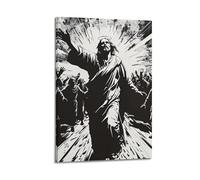 YiXong Póster cristiano en blanco y negro con figura de Jesús, póster decorativo para pared, póster de pared e impresión artística moderna para decoración de dormitorio familiar, 20 x 30 cm