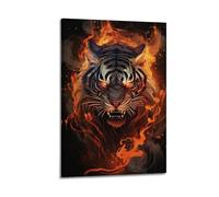 YiXong Póster de animal con tigre feroz con aura ardiente, póster decorativo de lienzo para pared e impresión artística moderna para decoración de dormitorio familiar, pósteres de 20 x 30 pulgadas (50