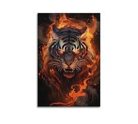 YiXong Póster de animal con tigre feroz con aura ardiente, póster decorativo de lienzo para pared e impresión artística moderna para decoración de dormitorio familiar, pósteres de 20 x 30 pulgadas (50