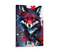 YiXong Póster de animales, elegante obra de arte de zorro con elementos abstractos, póster decorativo de lienzo para pared e impresión artística moderna para decoración de dormitorio familiar, 40 x 60