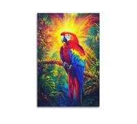 YiXong Póster de arte de animales, guacamayos en el bosque, pintura decorativa, lienzo, póster de pared e impresión artística moderna para dormitorio familiar, pósteres de decoración de dormitorio de