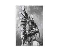 YiXong Póster de Edward Curtis con impresión en blanco y negro de los indios indígenas americanos, lienzo decorativo para pared e impresión artística moderna de decoración de dormitorio familiar, 60 x